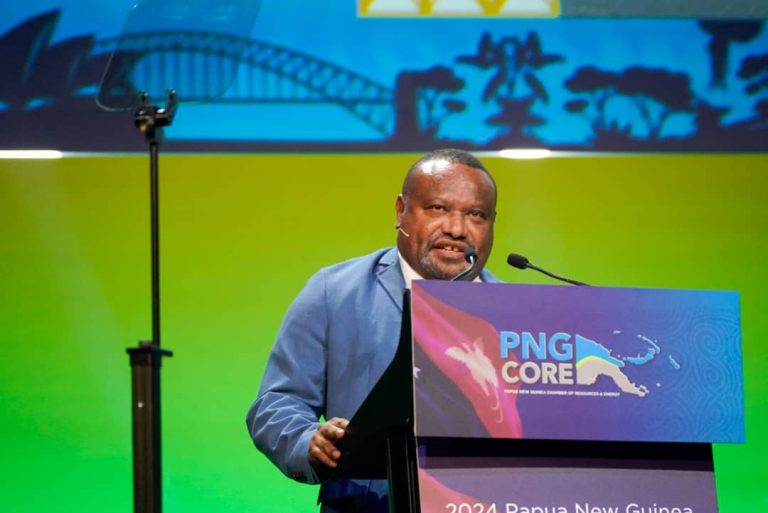 MRDC Managing Director Augustine Mano presenting the 2024 PNG Investment Week.