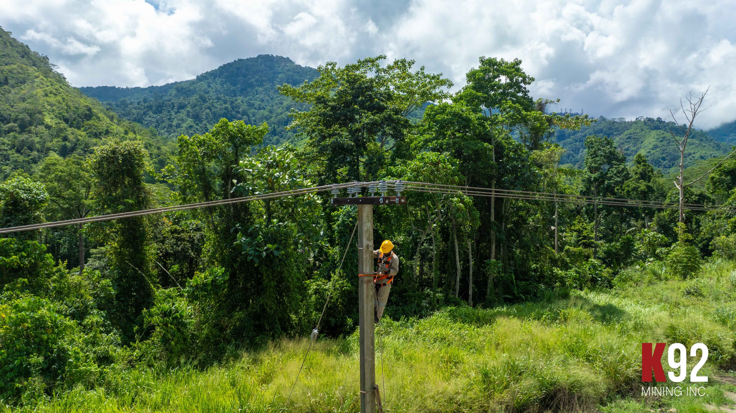 A power transmission line crossing rainforest in Papua New Guinea